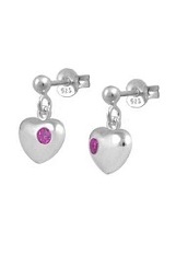stunning little silver heart red baby birthstone earrings